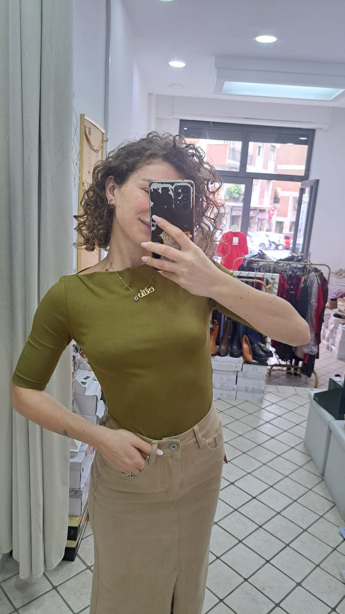 Maglia viscosa con manica a tre quarti