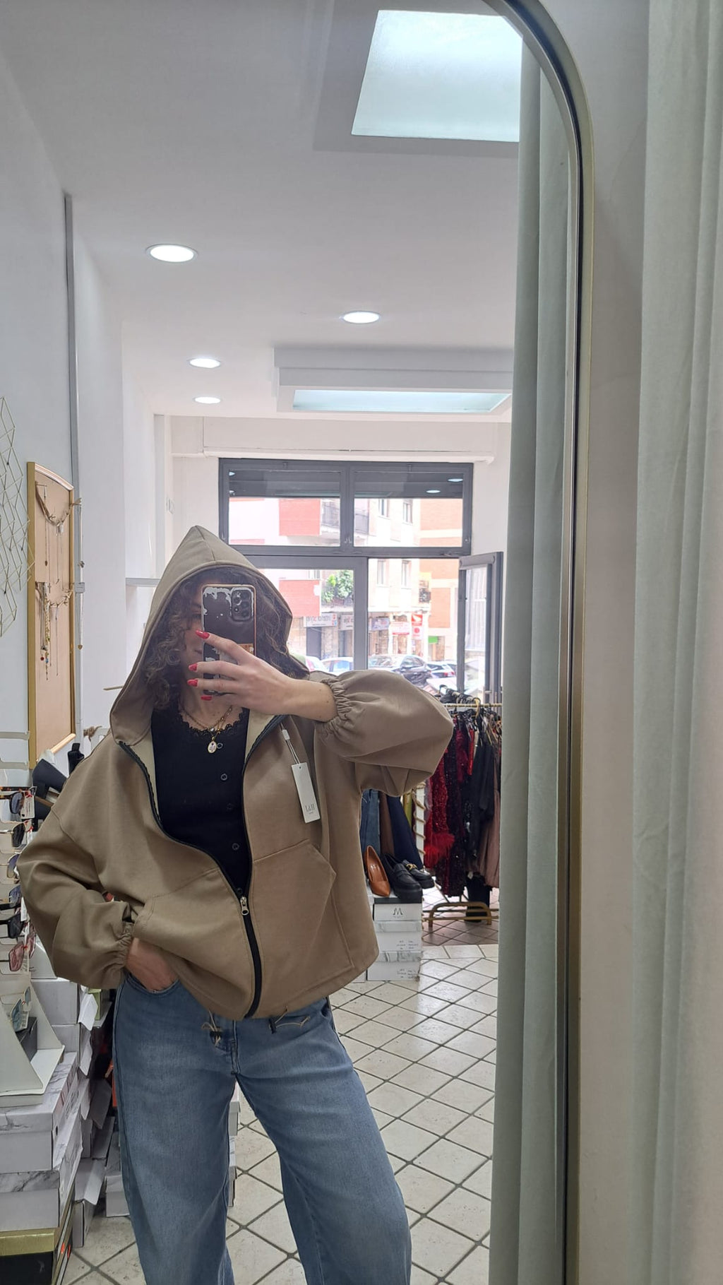 Felpa con zip e cappuccio