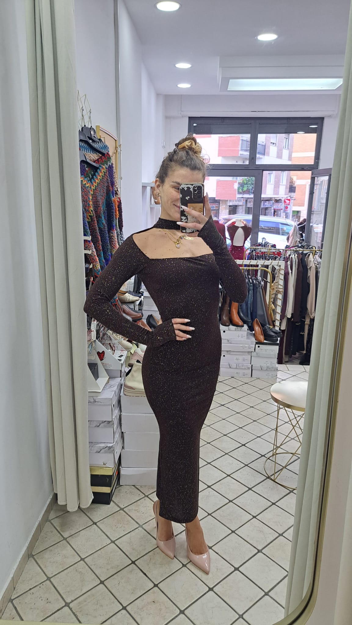 Abito lungo brillantinato