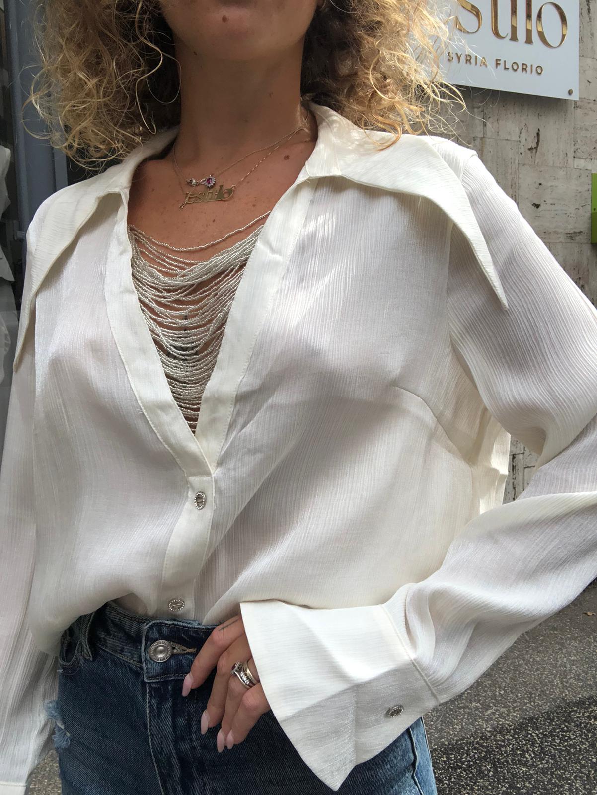 Camicia satinata effetto plissè